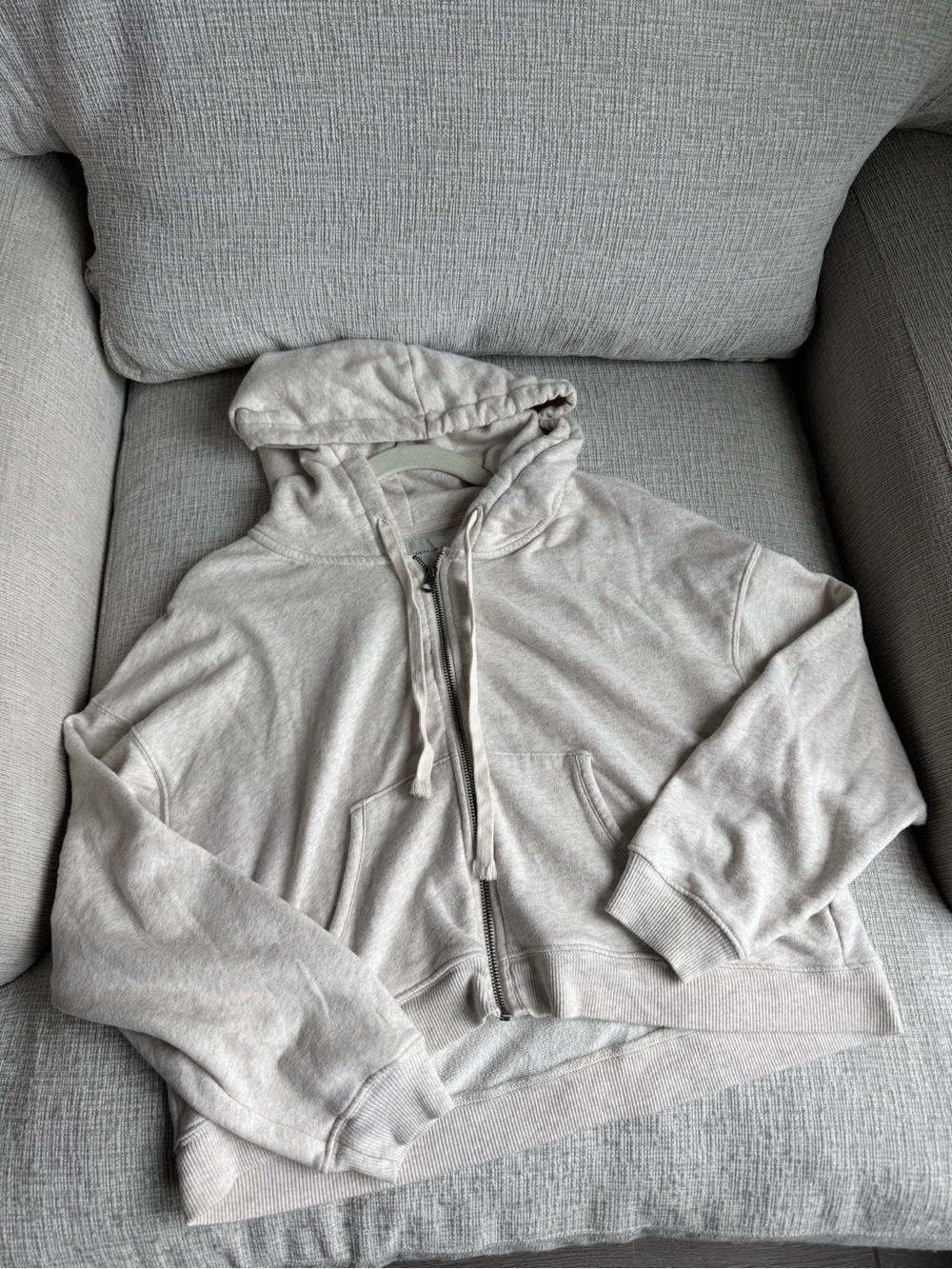 American Eagle Outfitters Cream Zip-Up Hoodie